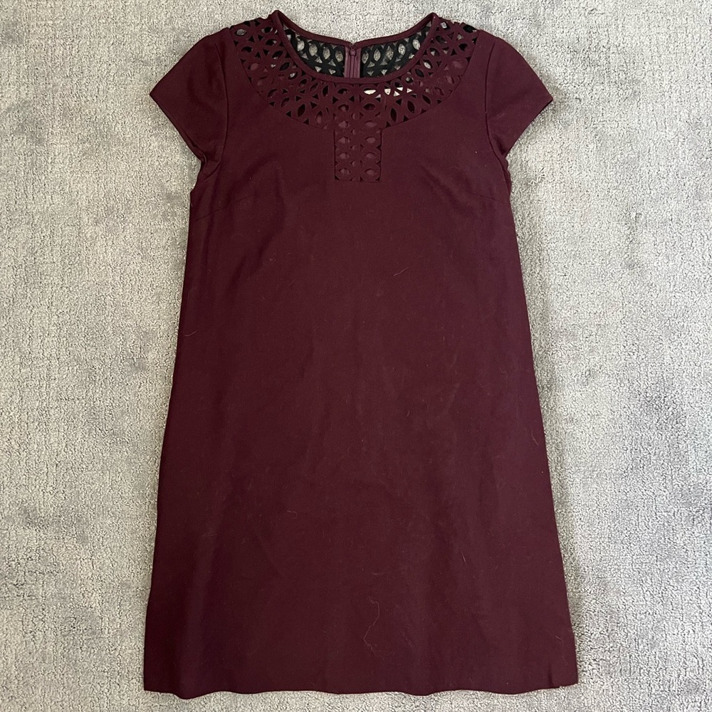 Susana Monaco Wool Blend Burgundy Sheath Dress